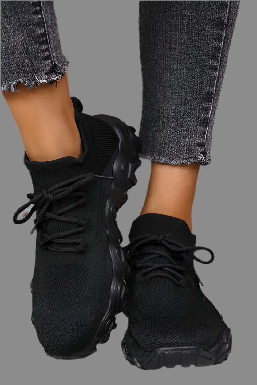 Mesh Lace-Up Round Toe Athletic