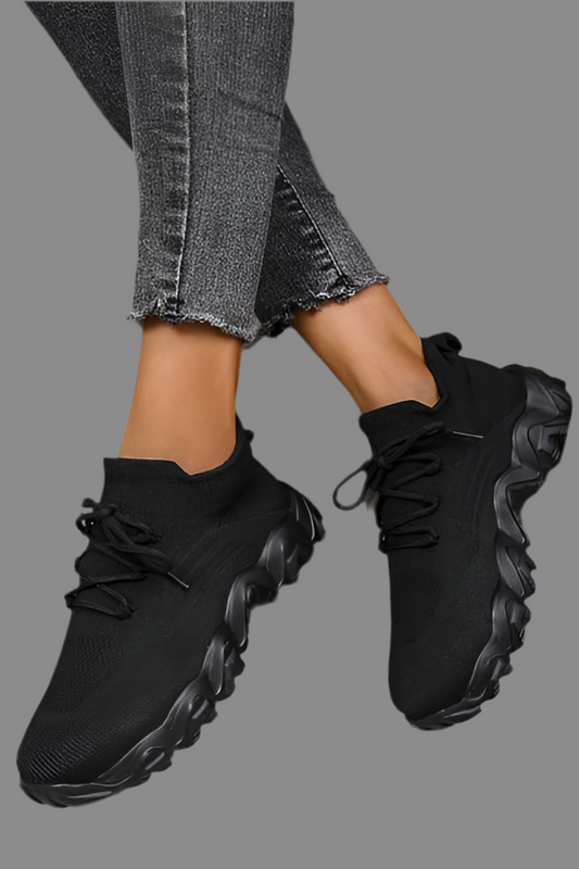Mesh Lace-Up Round Toe Athletic